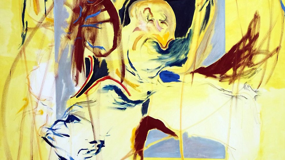 Abstrakt målat i gult